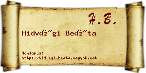 Hidvégi Beáta névjegykártya